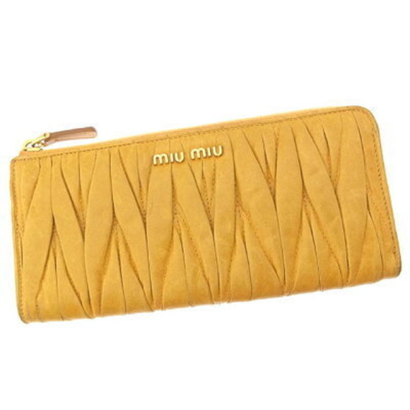Miu Miu long Wallet zipper matelasse yellow - Picture 1 of 6
